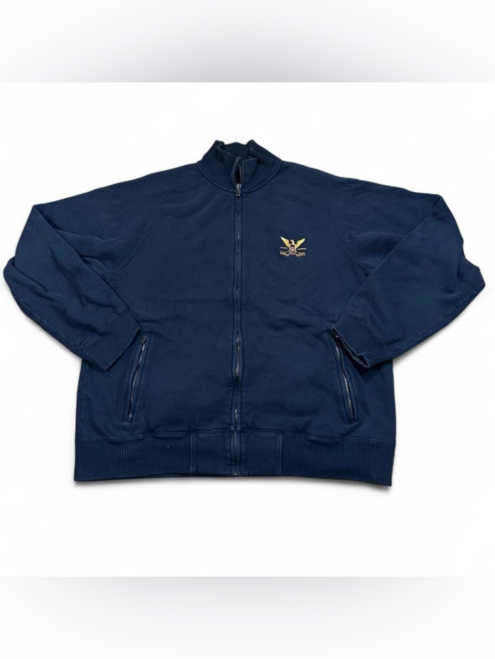 Polo Ralph Lauren Vintage Men’s Navy Full‎ Zip Eagle Crest Sweatshirt Size Large